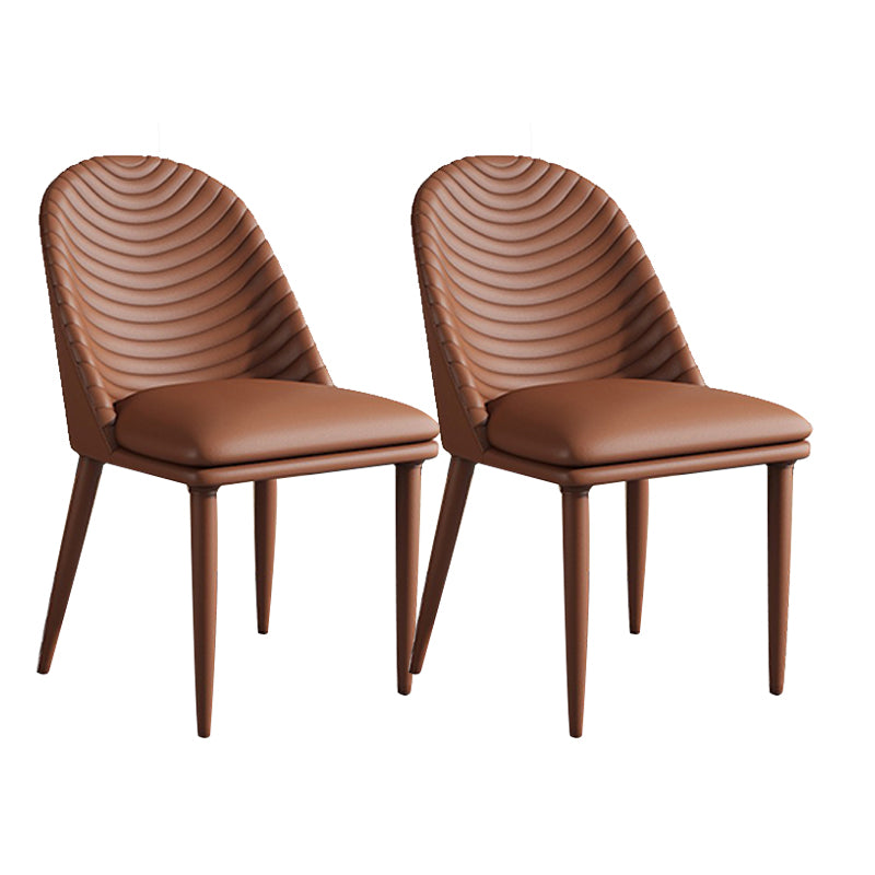 Contemporary Faux Leather Chair Armless Side Chairs with Metal Legs for Kitchen