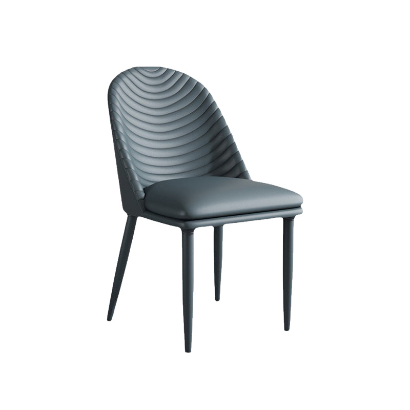 Contemporary Faux Leather Chair Armless Side Chairs with Metal Legs for Kitchen