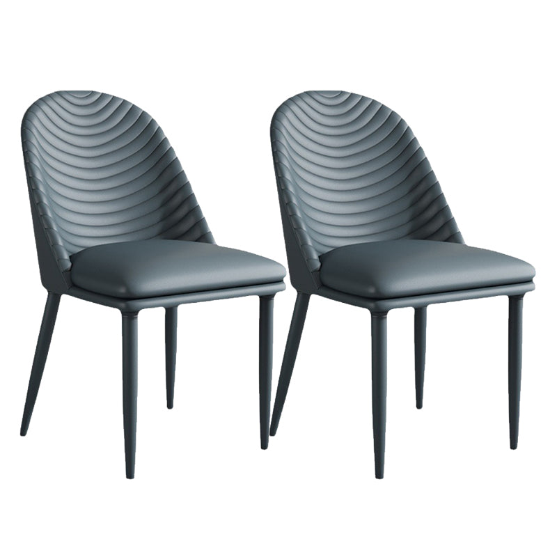Contemporary Faux Leather Chair Armless Side Chairs with Metal Legs for Kitchen