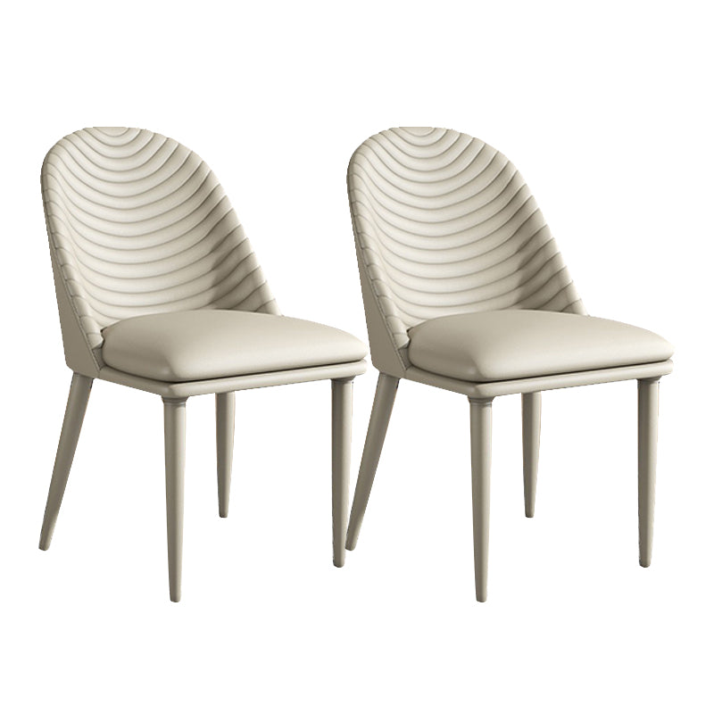 Contemporary Faux Leather Chair Armless Side Chairs with Metal Legs for Kitchen