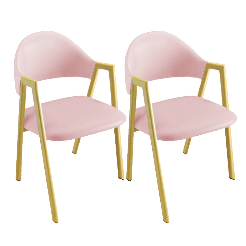 Upholstered Dining Chair Glam Open Back Dining Chair with Metal Legs