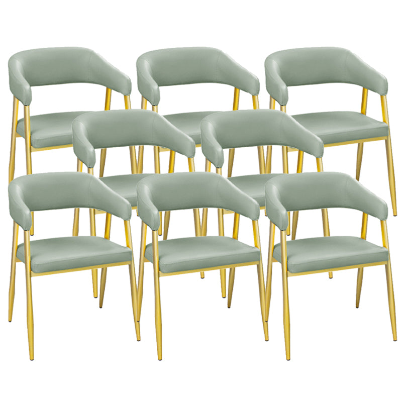 Upholstered Dining Chair Glam Open Back Dining Chair with Metal Legs