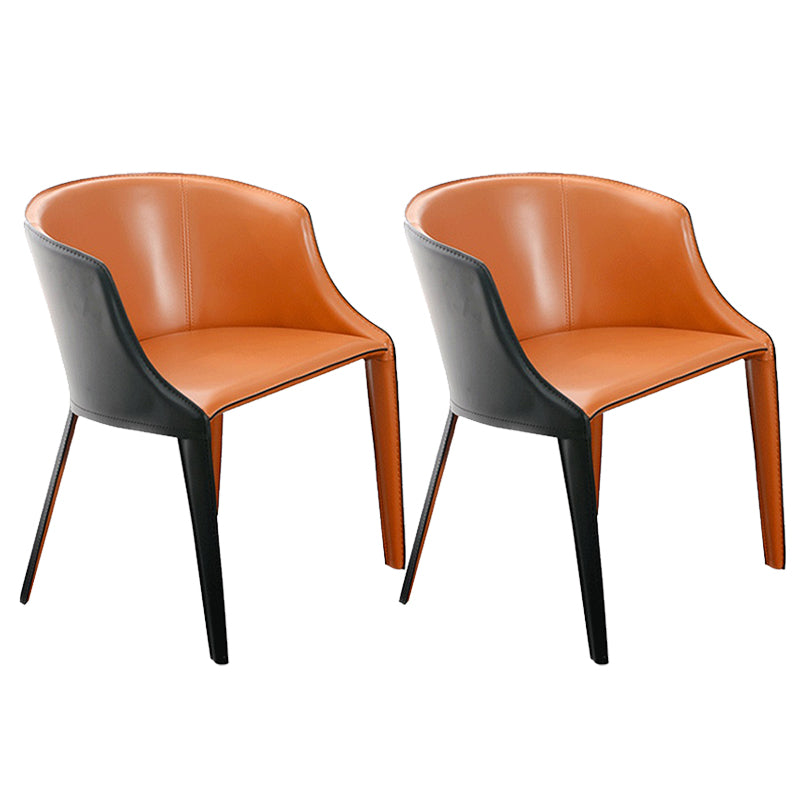 Faux Leather Kitchen Dining Chair Arm Chair in Orange and Black