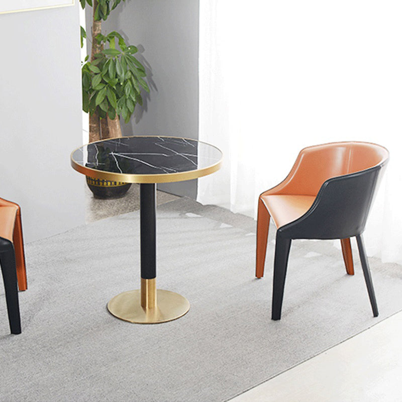 Faux Leather Kitchen Dining Chair Arm Chair in Orange and Black