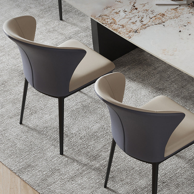 Contemporary Style Windsor Back Chair Armless Side Chairs with Metal Legs for Kitchen