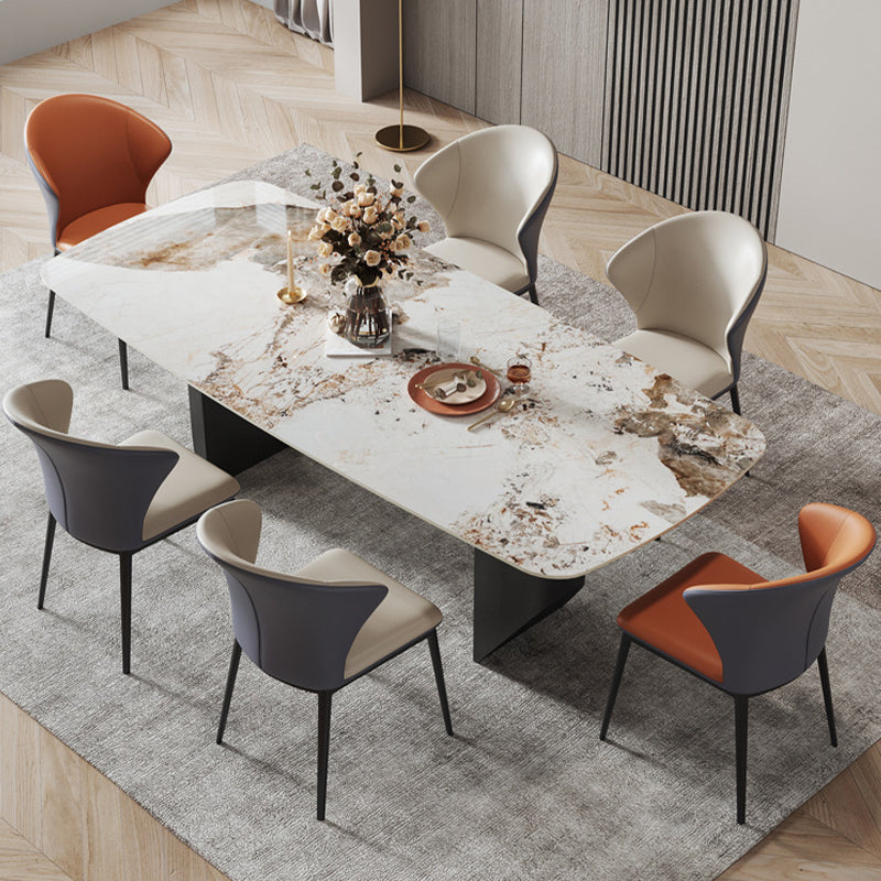 Contemporary Style Windsor Back Chair Armless Side Chairs with Metal Legs for Kitchen