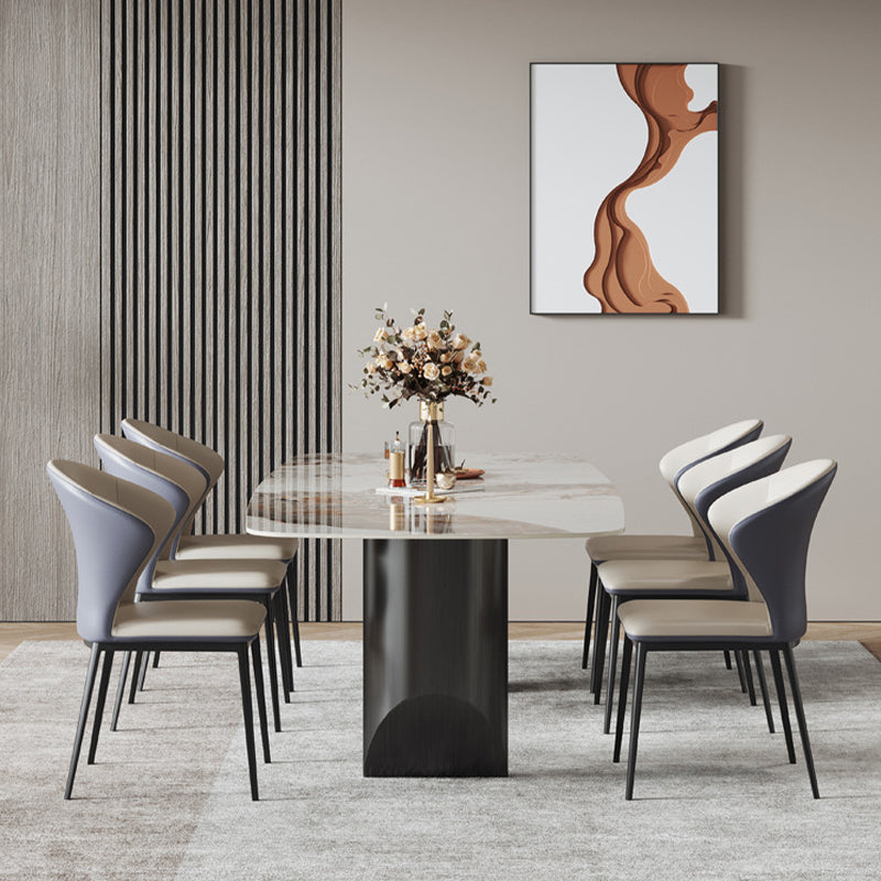 Contemporary Style Windsor Back Chair Armless Side Chairs with Metal Legs for Kitchen