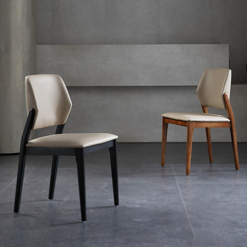 Contemporary Style Open Back Chairs Armless Side Chairs with Wood Legs for Kitchen