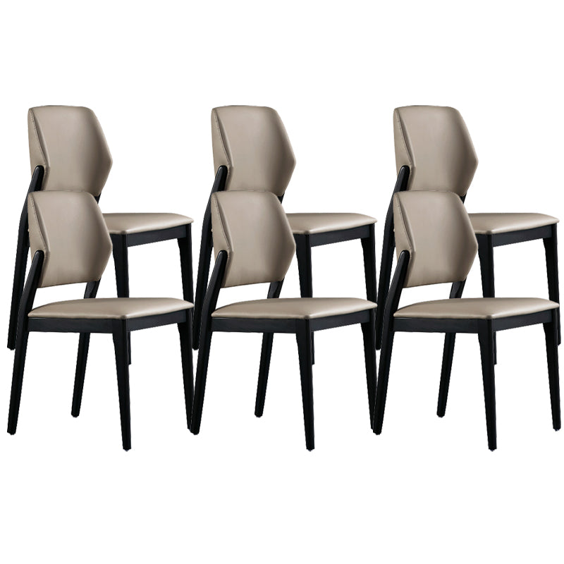 Contemporary Style Open Back Chairs Armless Side Chairs with Wood Legs for Kitchen