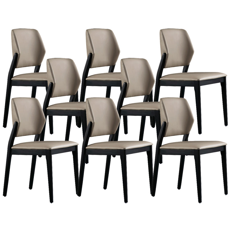Contemporary Style Open Back Chairs Armless Side Chairs with Wood Legs for Kitchen