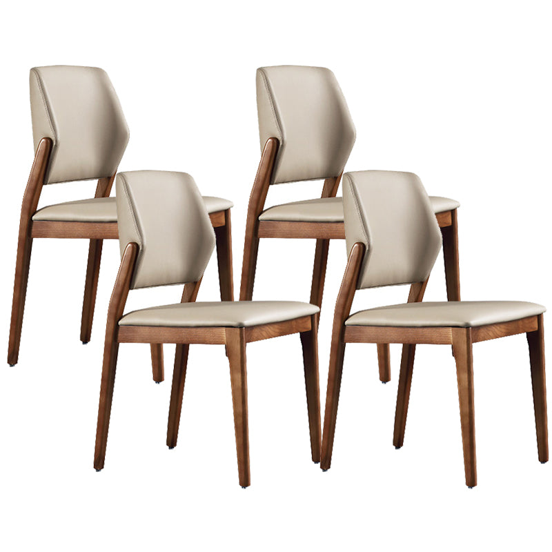 Contemporary Style Open Back Chairs Armless Side Chairs with Wood Legs for Kitchen