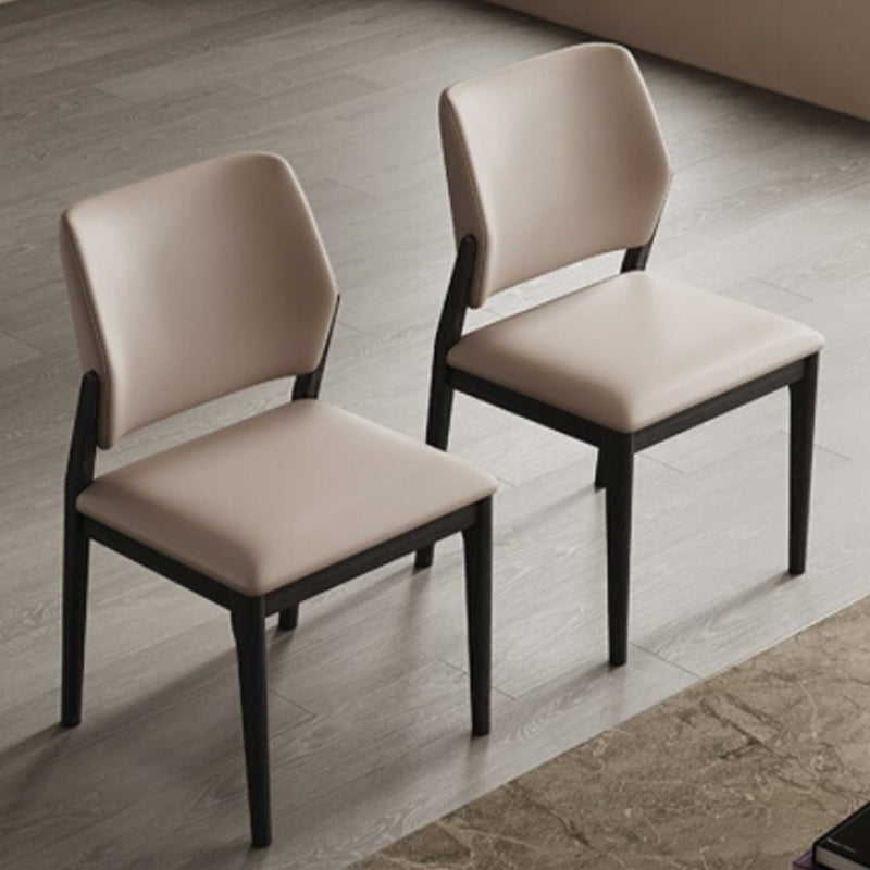 Contemporary Style Open Back Chairs Armless Side Chairs with Wood Legs for Kitchen