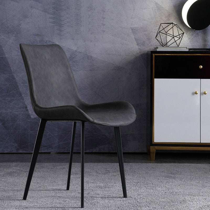 Kitchen Dining Armless Chair Faux Leather Dining Chair in Grey