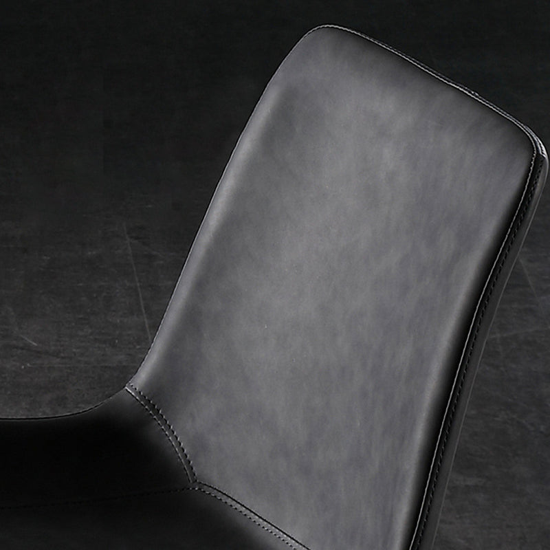 Kitchen Dining Armless Chair Faux Leather Dining Chair in Grey