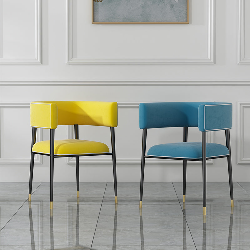 Industrial Upholstered Velvet Arm Chair Open Back Dining Chair for Home