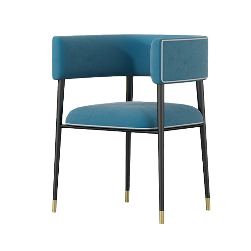 Industrial Upholstered Velvet Arm Chair Open Back Dining Chair for Home