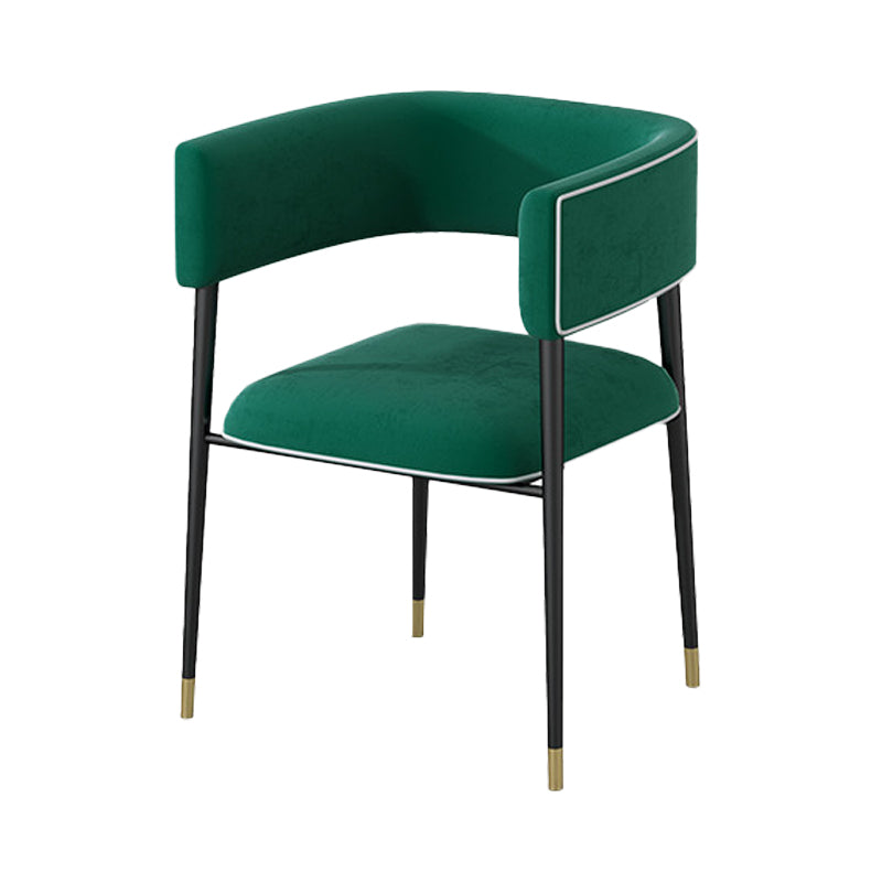 Industrial Upholstered Velvet Arm Chair Open Back Dining Chair for Home