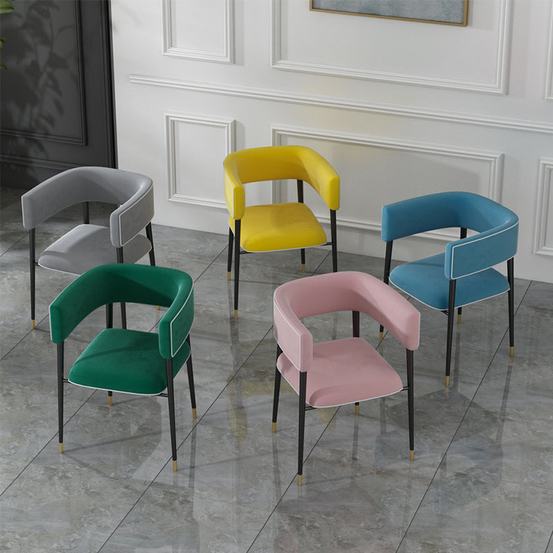 Industrial Upholstered Velvet Arm Chair Open Back Dining Chair for Home