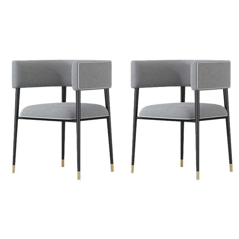 Industrial Upholstered Velvet Arm Chair Open Back Dining Chair for Home