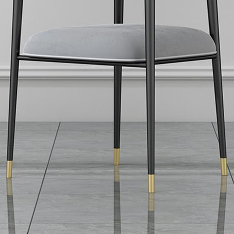 Industrial Upholstered Velvet Arm Chair Open Back Dining Chair for Home