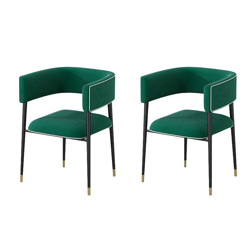 Industrial Upholstered Velvet Arm Chair Open Back Dining Chair for Home