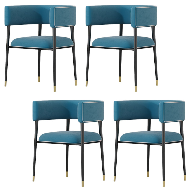 Industrial Upholstered Velvet Arm Chair Open Back Dining Chair for Home