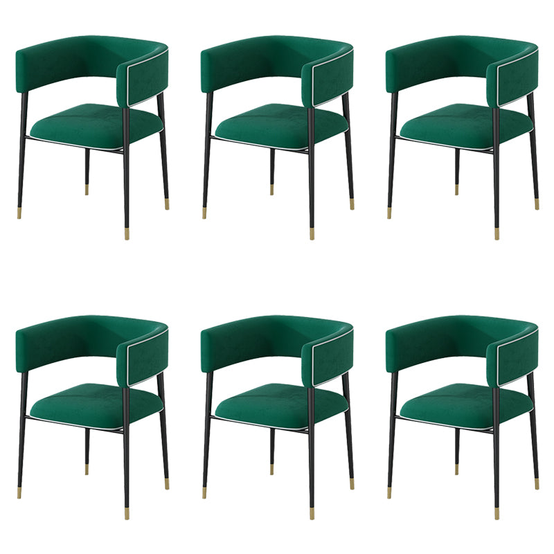 Industrial Upholstered Velvet Arm Chair Open Back Dining Chair for Home