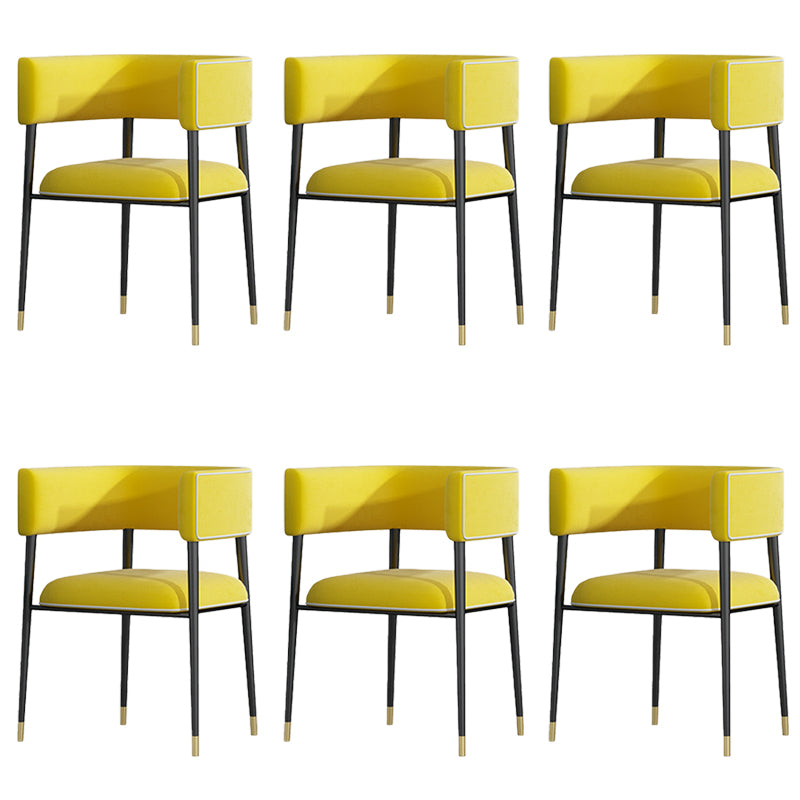 Industrial Upholstered Velvet Arm Chair Open Back Dining Chair for Home