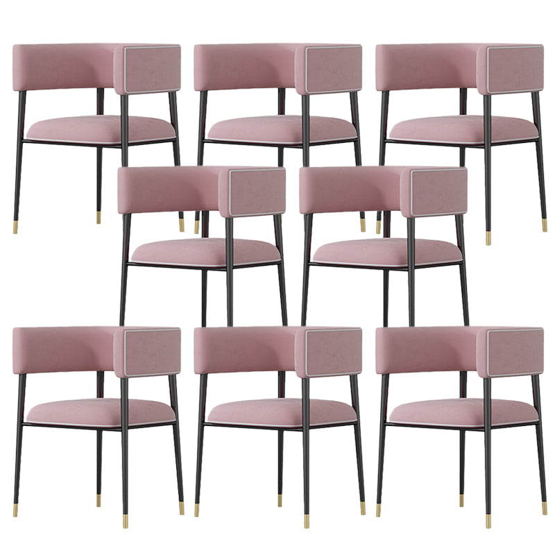 Industrial Upholstered Velvet Arm Chair Open Back Dining Chair for Home