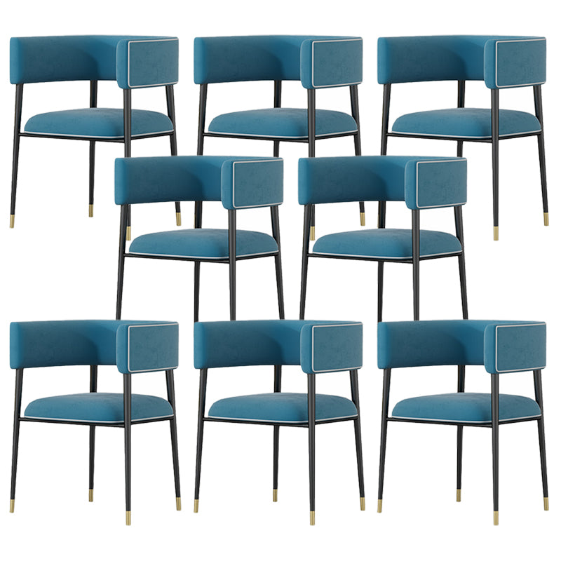 Industrial Upholstered Velvet Arm Chair Open Back Dining Chair for Home