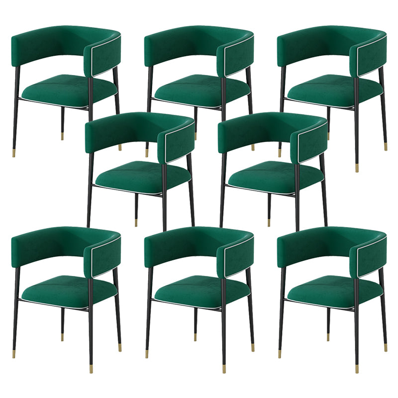 Industrial Upholstered Velvet Arm Chair Open Back Dining Chair for Home