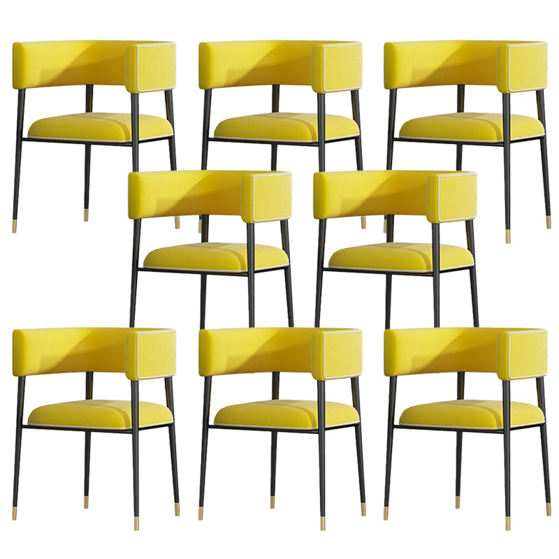 Industrial Upholstered Velvet Arm Chair Open Back Dining Chair for Home