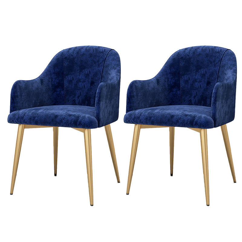 Parsons Upholstered Arm Chair Glam Gold Metal Legs Dining Chair