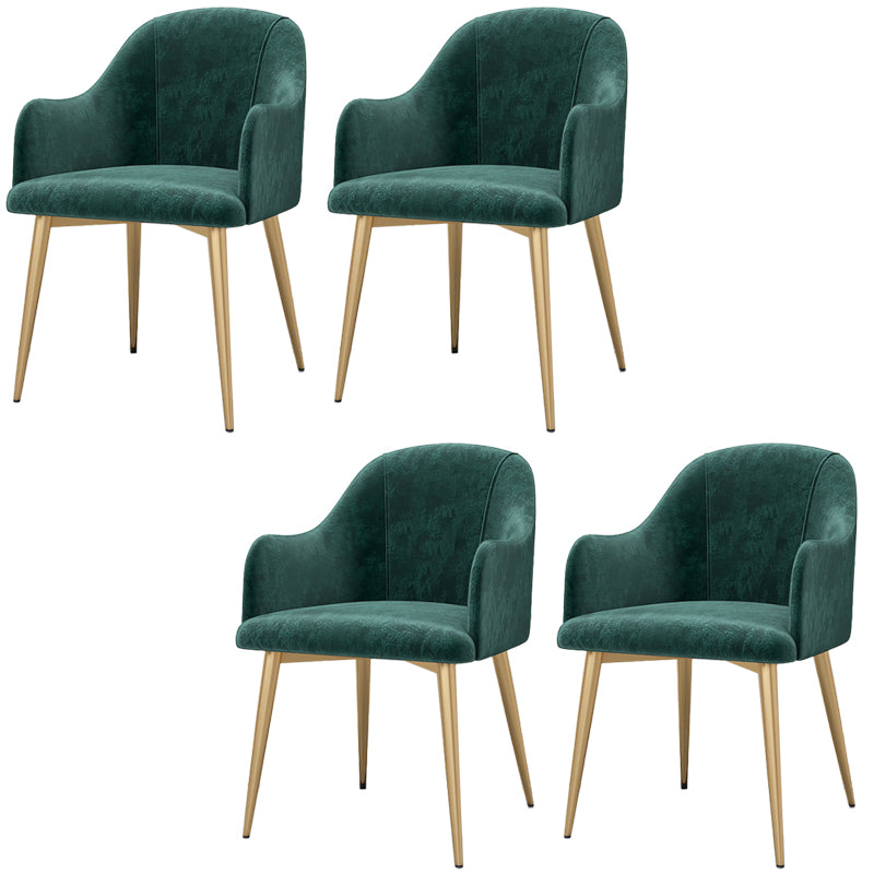 Parsons Upholstered Arm Chair Glam Gold Metal Legs Dining Chair