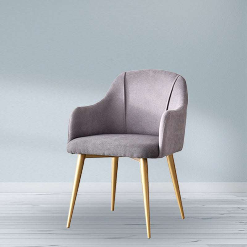 Parsons Upholstered Arm Chair Glam Gold Metal Legs Dining Chair