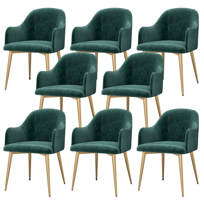 Parsons Upholstered Arm Chair Glam Gold Metal Legs Dining Chair