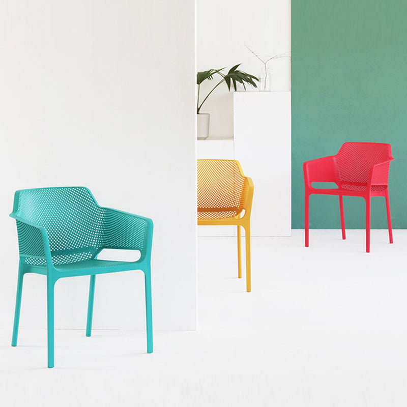 Plastic Stacking Dining Armchair Glam Indoor-Outdoor Dining Room Chair