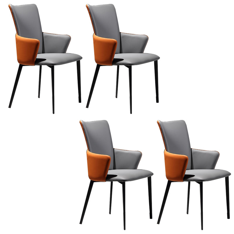 Upholstered Faux Leather Armchair Indoor Industrial Dining Chair with Metal Legs