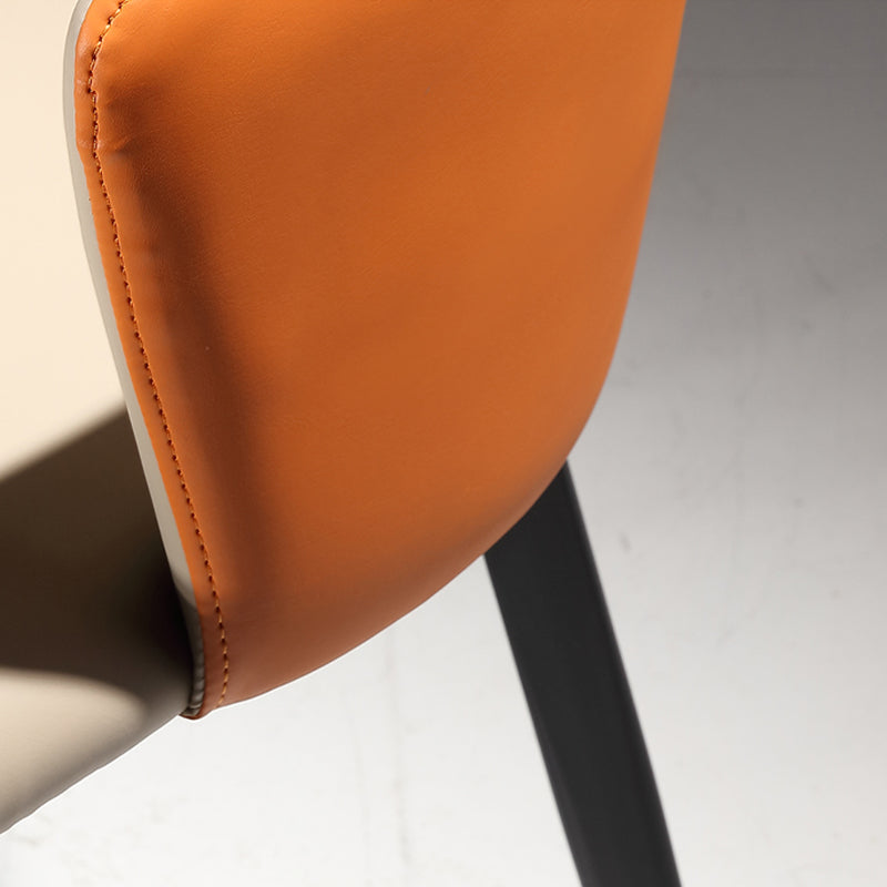 Upholstered Faux Leather Armchair Indoor Industrial Dining Chair with Metal Legs