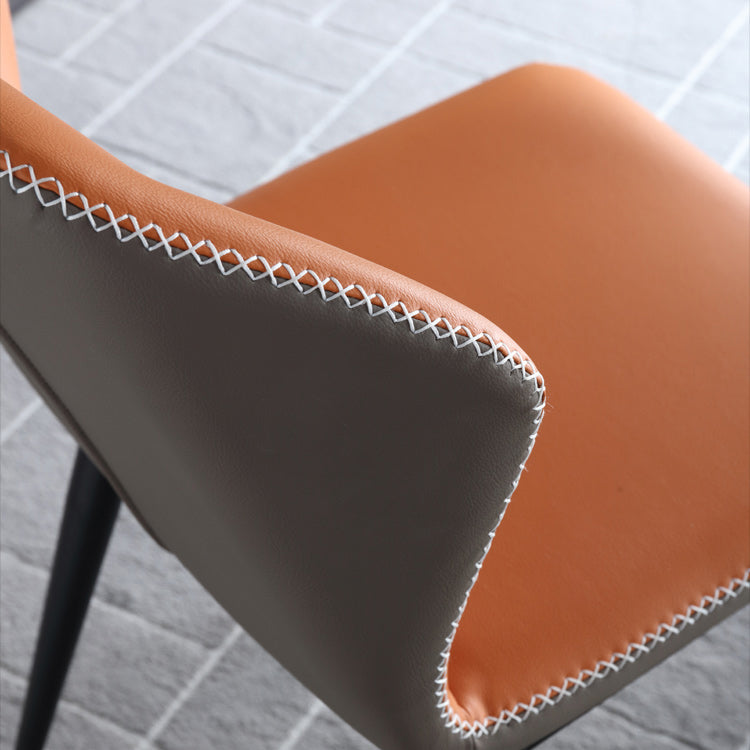 Industrial Upholstered Faux Leather Chair Wingback Side Chair with Metal Legs