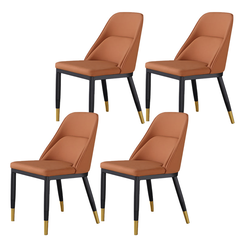 Glam Upholstered Dining Chairs Faux Leather Kitchen Dining Chair in Orange