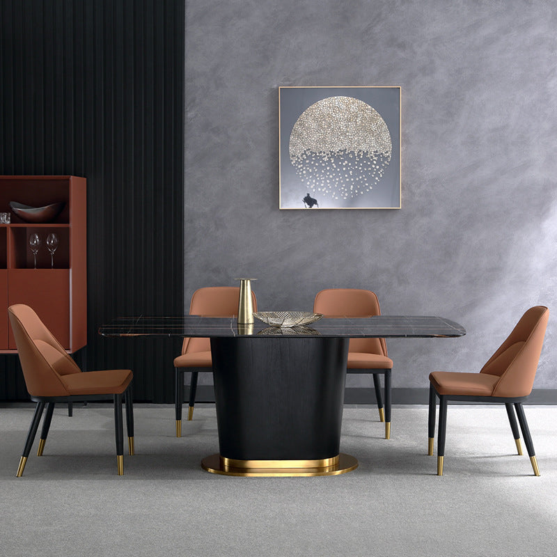 Glam Upholstered Dining Chairs Faux Leather Kitchen Dining Chair in Orange