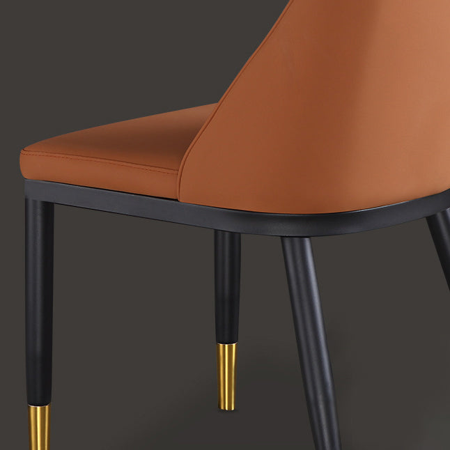 Glam Upholstered Dining Chairs Faux Leather Kitchen Dining Chair in Orange