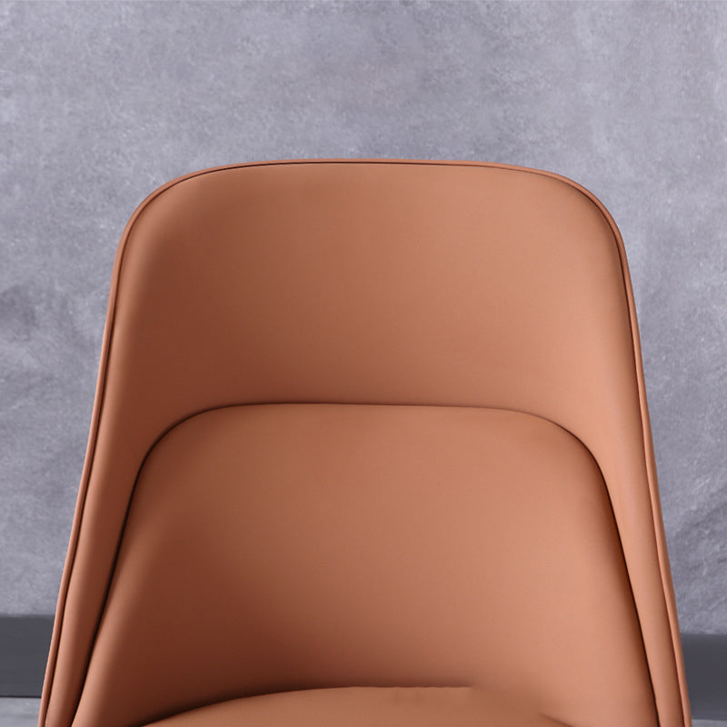 Glam Upholstered Dining Chairs Faux Leather Kitchen Dining Chair in Orange