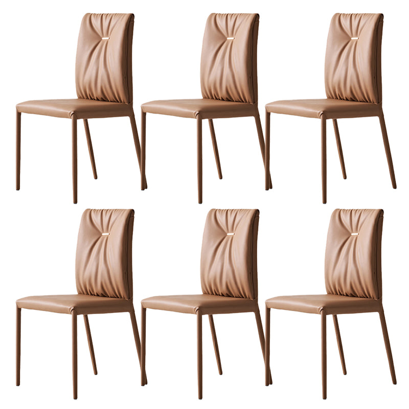 Glam Faux Leather Side Chair Upholstered Armless Dining Chairs