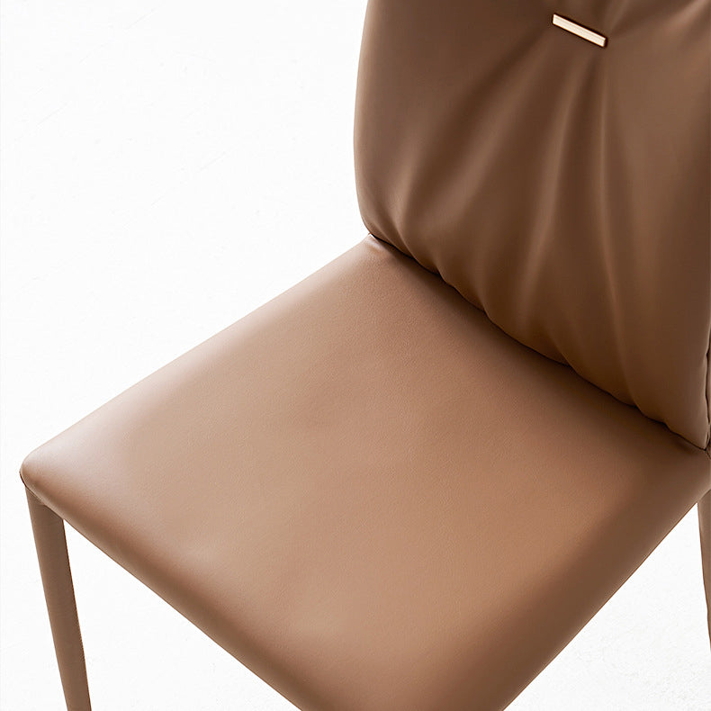 Glam Faux Leather Side Chair Upholstered Armless Dining Chairs