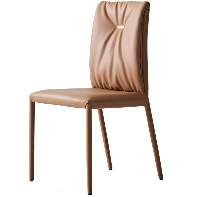 Glam Faux Leather Side Chair Upholstered Armless Dining Chairs