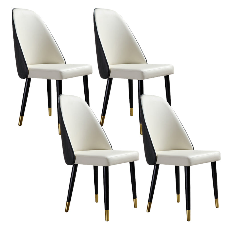 Glam Kitchen Dining Chairs Faux Leather Side Chairs with Wood Legs