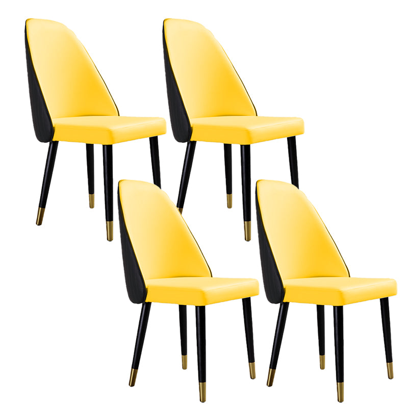 Glam Kitchen Dining Chairs Faux Leather Side Chairs with Wood Legs