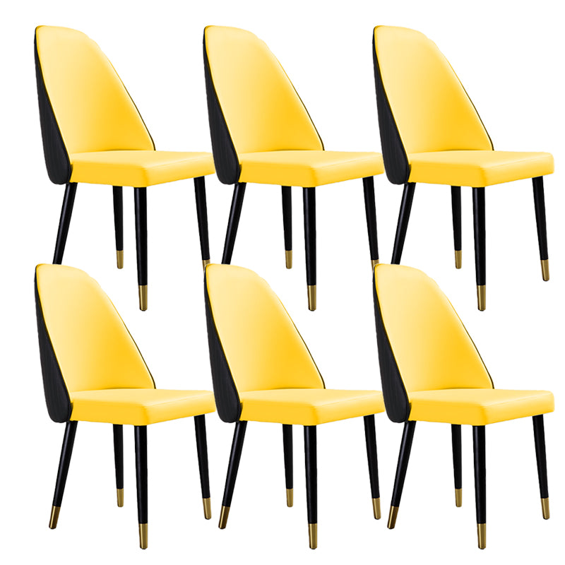 Glam Kitchen Dining Chairs Faux Leather Side Chairs with Wood Legs